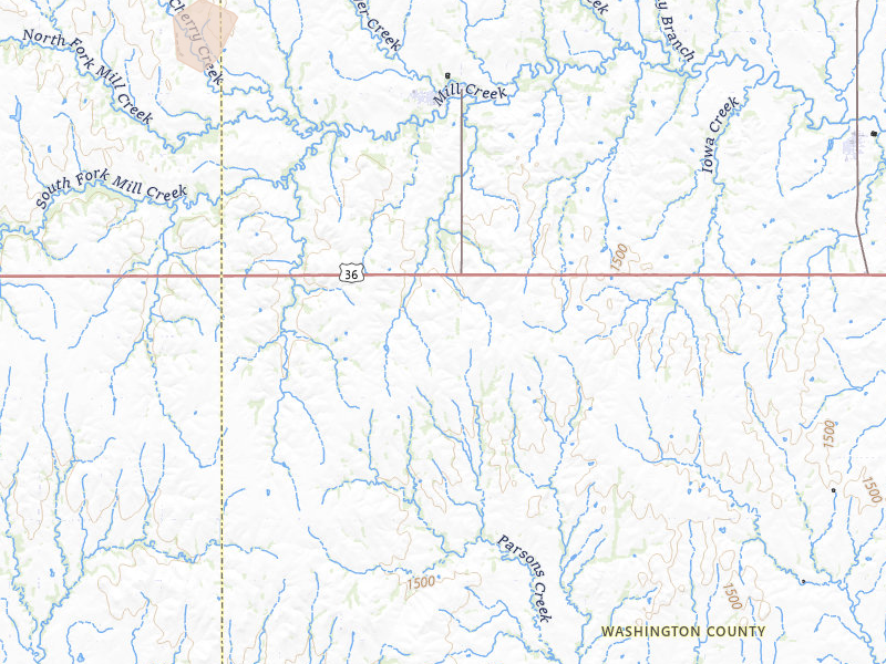 Radar-estimated hail-size map of the storm over Haddam, KS on Apr 23, 2026