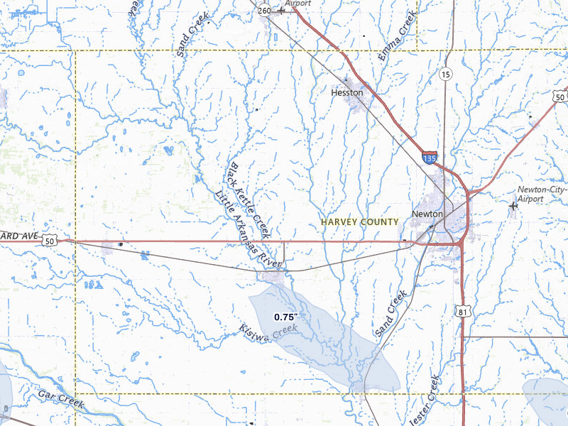 NEXRAD radar-signature map of the hail storm over Halstead, KS on Mar 26, 2026