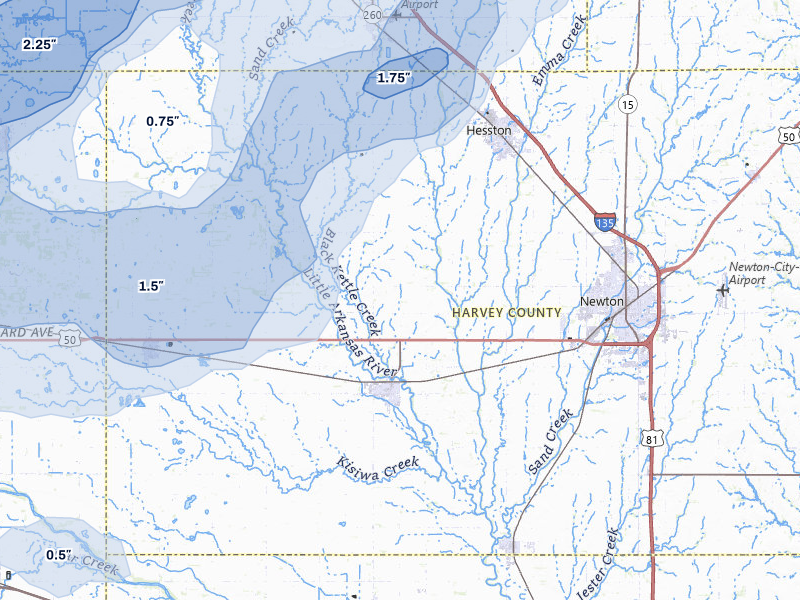 NEXRAD radar-signature map of the hail storm over Halstead, KS on May 18, 2026