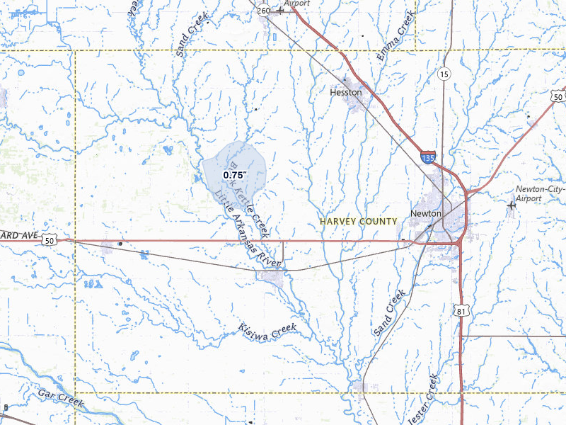 NEXRAD radar-signature map of the hail storm over Halstead, KS on May 29, 2026