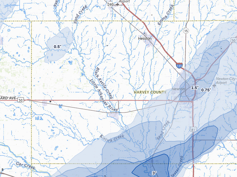 NEXRAD radar-signature map of the hail storm over Halstead, KS on May 30, 2026