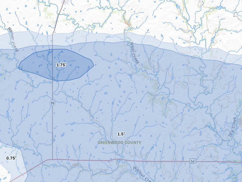 NEXRAD radar-signature map of the hail storm over Hamilton, KS on May 31, 2026