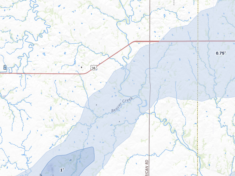 NEXRAD radar-signature map of the hail storm over Hanover, KS on May 18, 2026