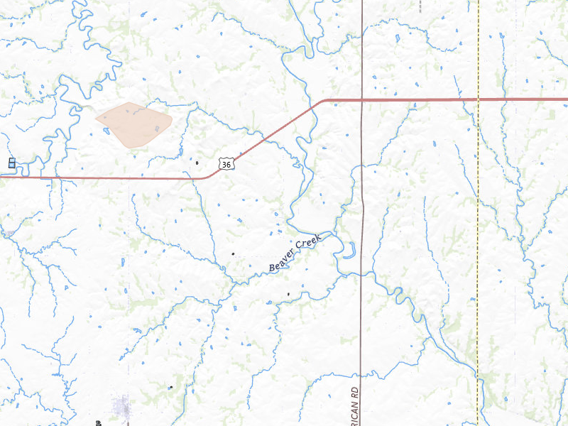 Radar-estimated hail-size map of the storm over Hanover, KS on Jul 8, 2026