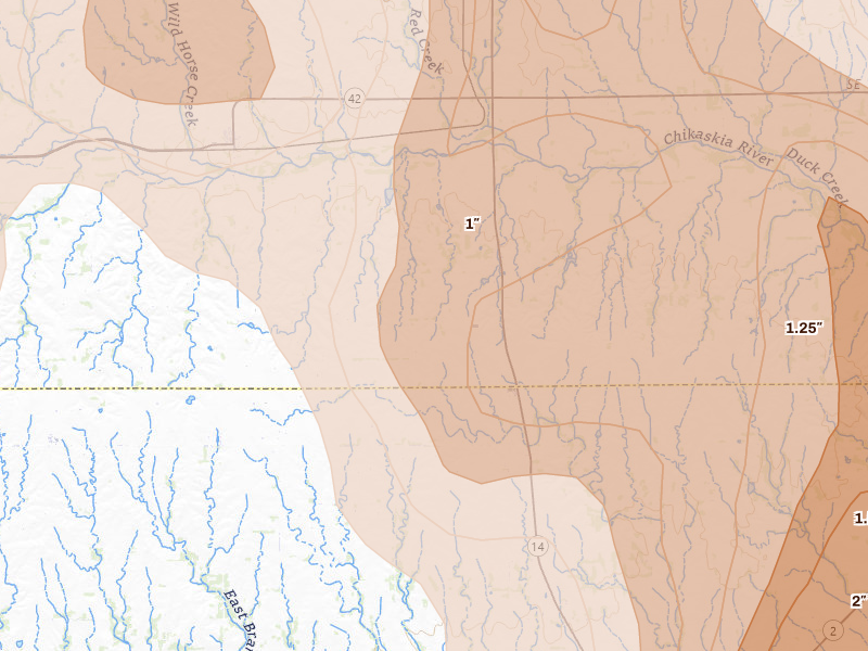 Radar-estimated hail-size map of the storm over Harper, KS