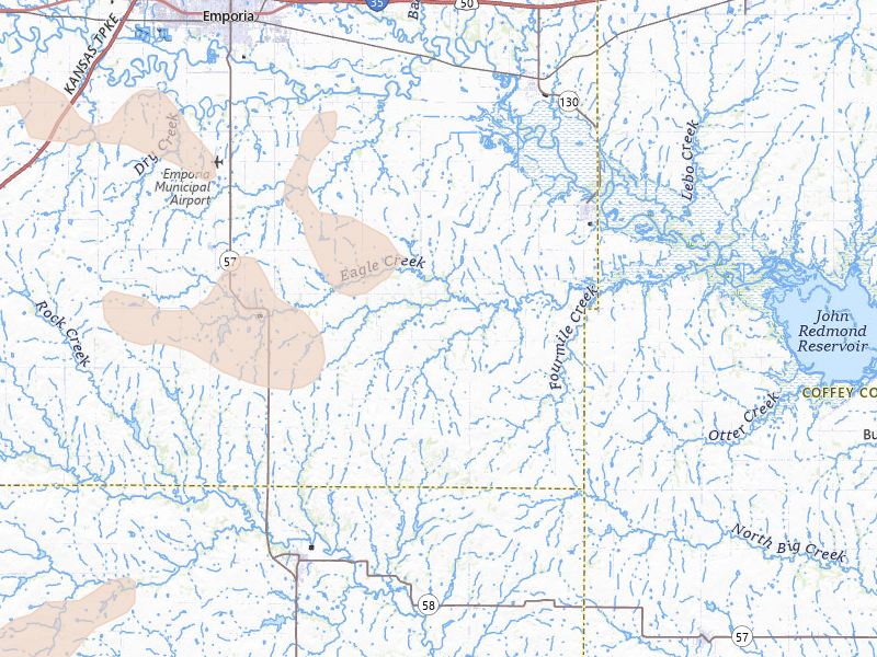 Radar-estimated hail-size map of the storm over Hartford, KS on May 4, 2026