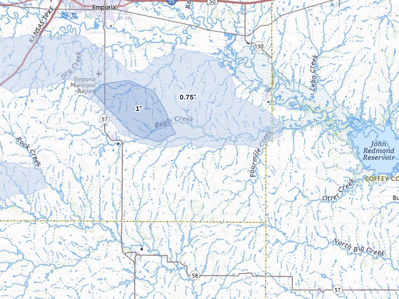 NEXRAD radar-signature map of the hail storm over Hartford, KS on May 4, 2026