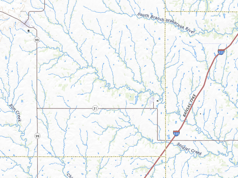 Radar-estimated hail-size map of the storm over Harveyville, KS on May 31, 2026