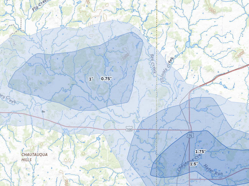 NEXRAD radar-signature map of the hail storm over Havana, KS on Jun 26, 2026