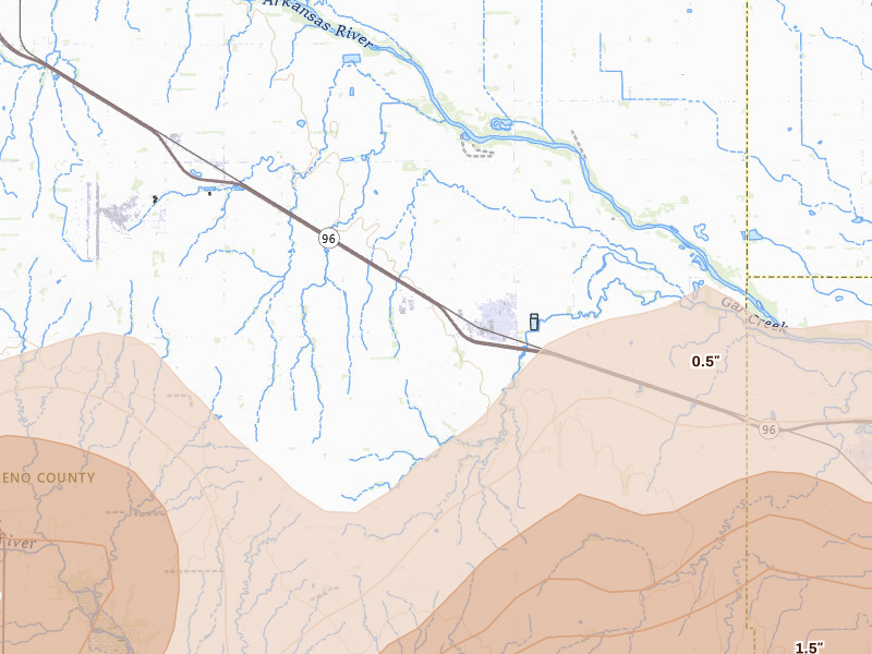 Radar-estimated hail-size map of the storm over Haven, KS on Apr 11, 2026