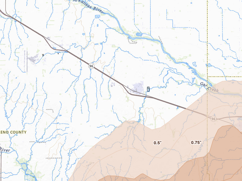 Radar-estimated hail-size map of the storm over Haven, KS on May 30, 2026