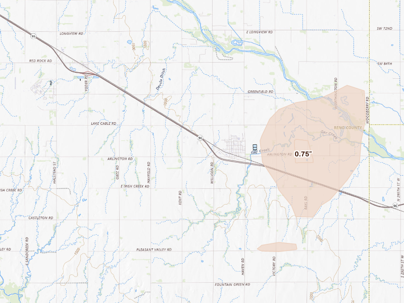 Radar-estimated hail-size map of the storm over Haven, KS