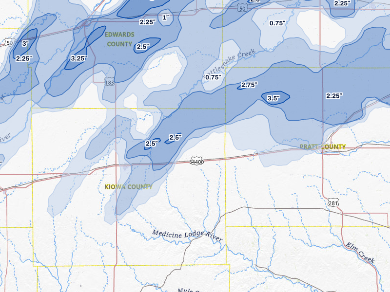 NEXRAD radar-signature map of the hail storm over Haviland, KS on May 18, 2026