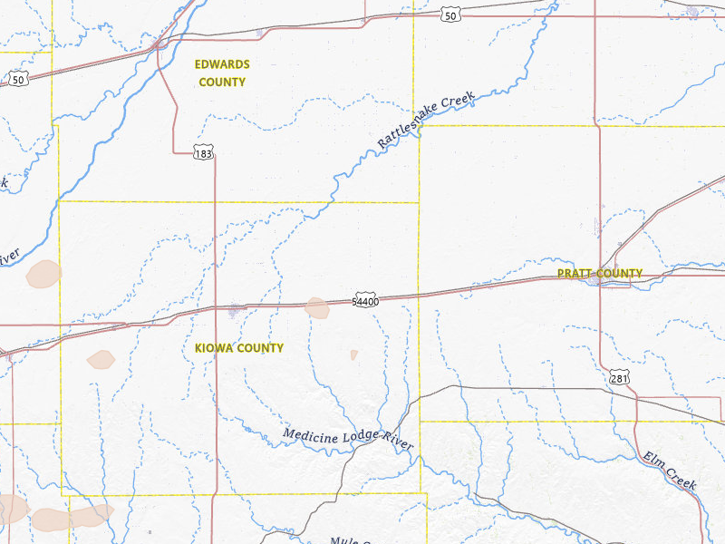 Radar-estimated hail-size map of the storm over Haviland, KS on Jun 23, 2026