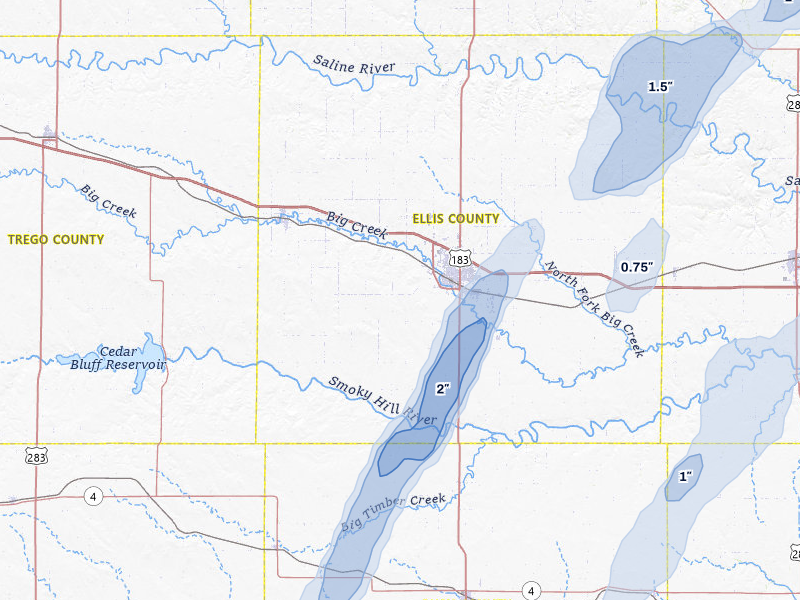 NEXRAD radar-signature map of the hail storm over Hays, KS on May 29, 2026