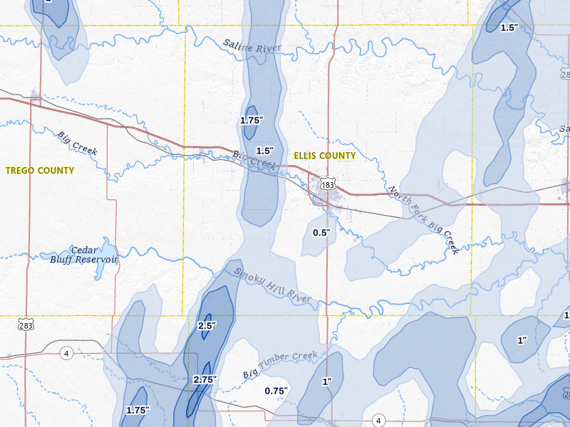 NEXRAD radar-signature map of the hail storm over Hays, KS on May 30, 2026