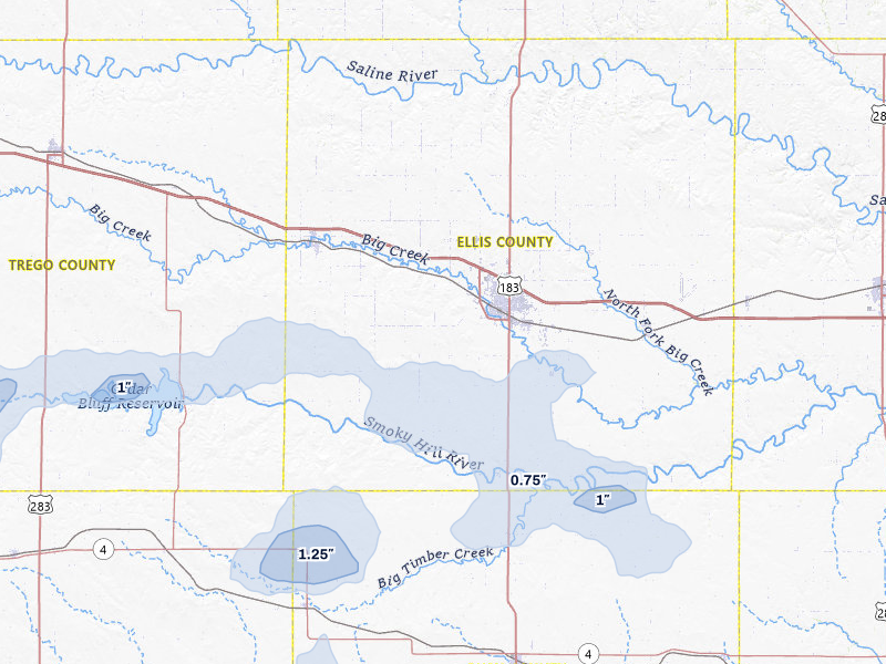NEXRAD radar-signature map of the hail storm over Hays, KS on Jun 1, 2026