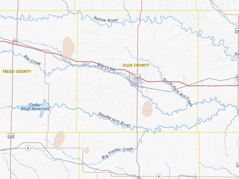 Radar-estimated hail-size map of the storm over Hays, KS on Jun 3, 2026