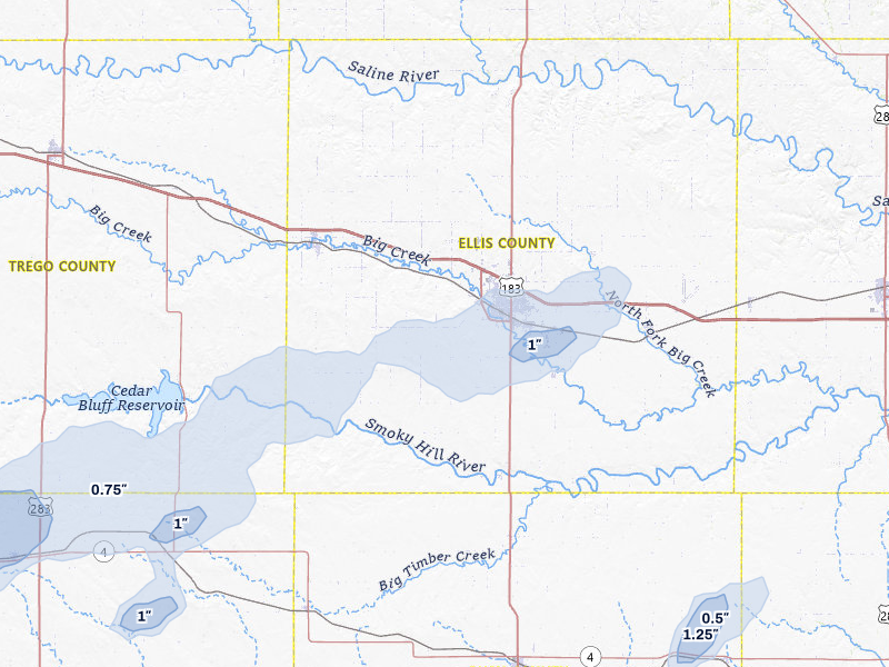 NEXRAD radar-signature map of the hail storm over Hays, KS on Jun 9, 2026