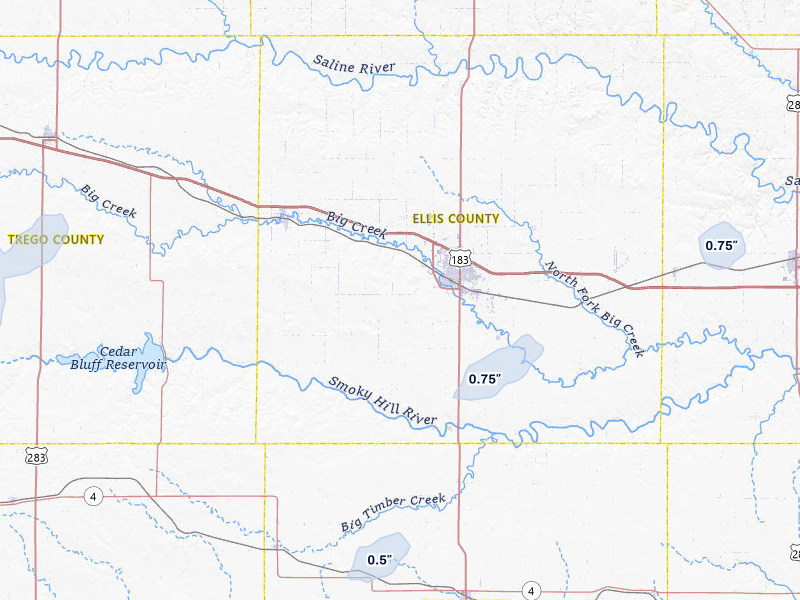 NEXRAD radar-signature map of the hail storm over Hays, KS on Jul 1, 2026