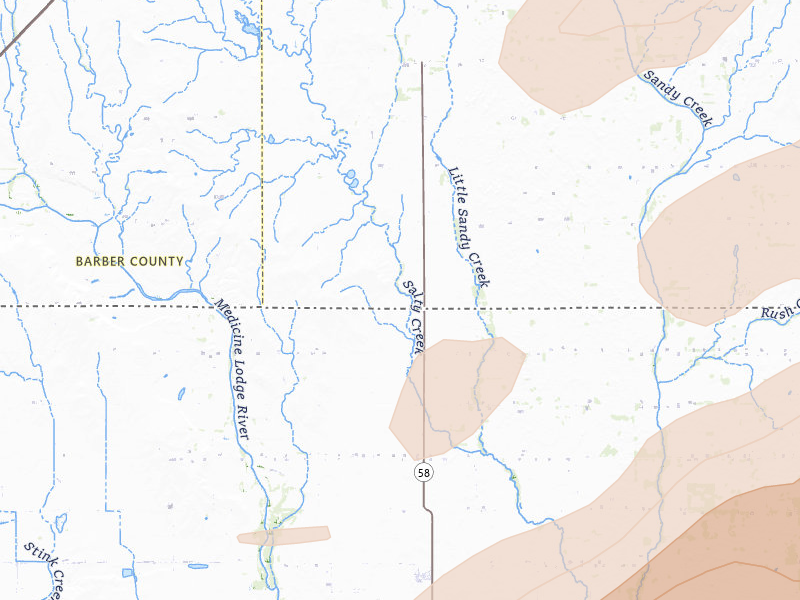 Radar-estimated hail-size map of the storm over Hazelton, KS on Apr 17, 2026