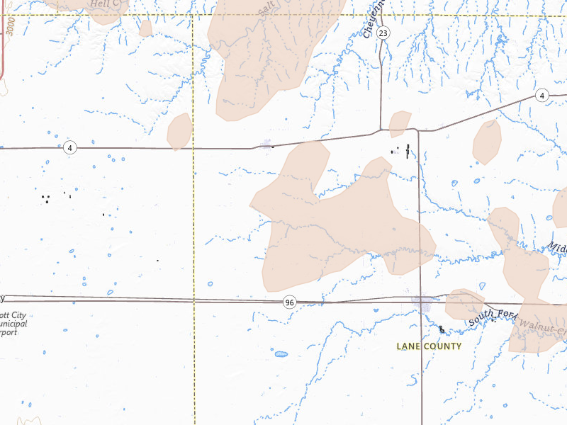 Radar-estimated hail-size map of the storm over Healy, KS on Jul 3, 2026