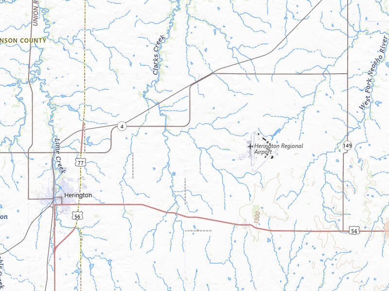 Radar-estimated hail-size map of the storm over Herington, KS on Mar 5, 2026