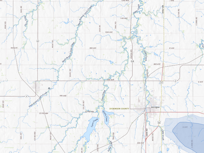 NEXRAD radar-signature map of the hail storm over Herington, KS on Sep 13, 2026