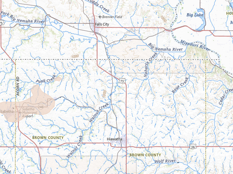 Radar-estimated hail-size map of the storm over Hiawatha, KS on Jun 4, 2026