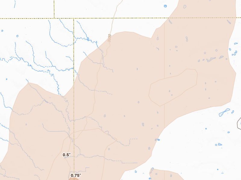 Radar-estimated hail-size map of the storm over Holcomb, KS on Jun 30, 2026