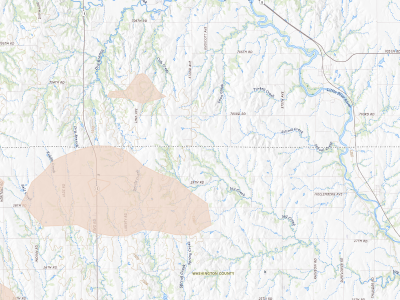 Radar-estimated hail-size map of the storm over Hollenberg, KS