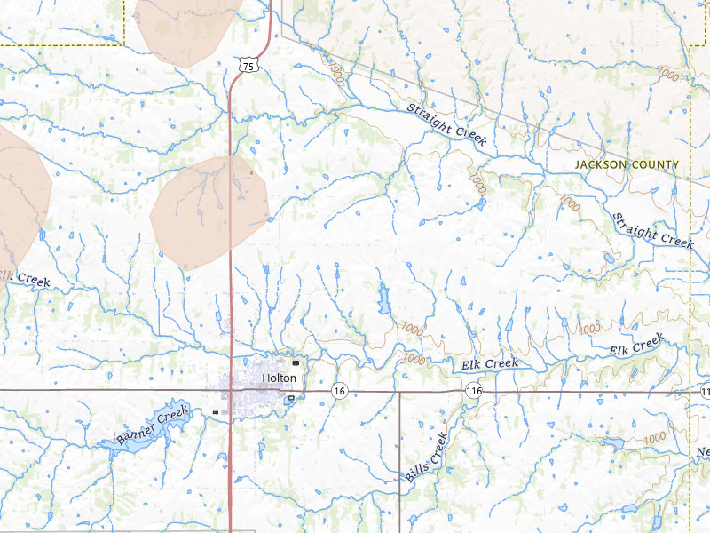Radar-estimated hail-size map of the storm over Holton, KS on May 17, 2026