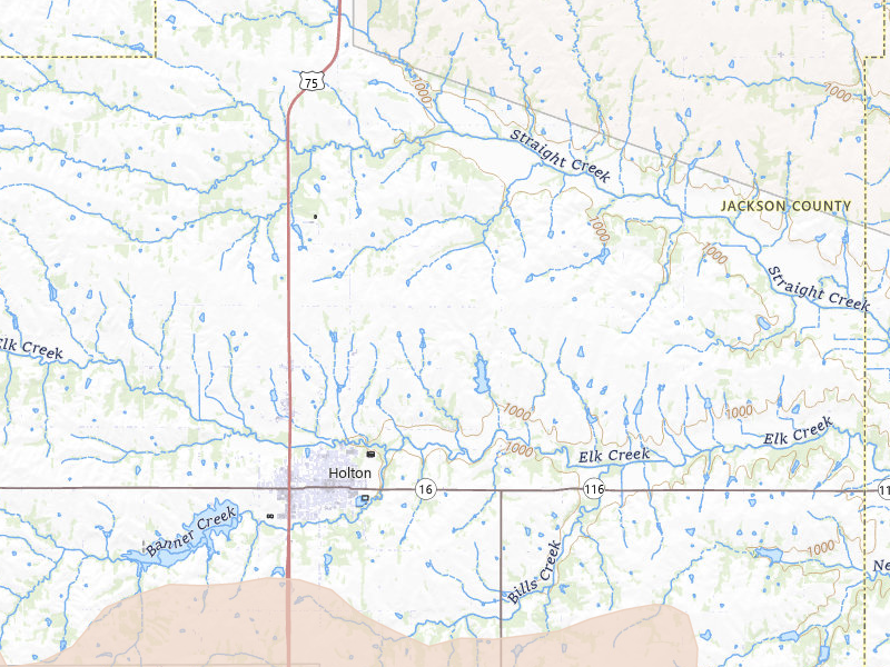 Radar-estimated hail-size map of the storm over Holton, KS on Jul 8, 2026
