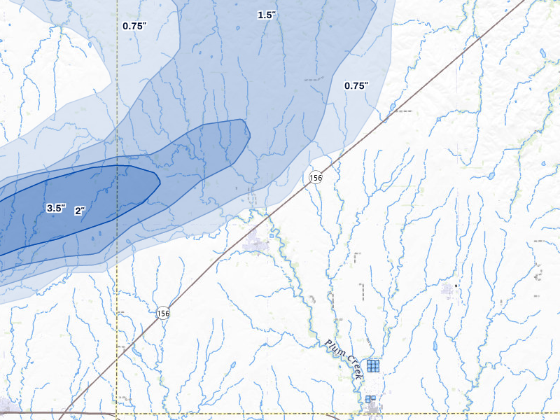 NEXRAD radar-signature map of the hail storm over Holyrood, KS on Jul 9, 2026