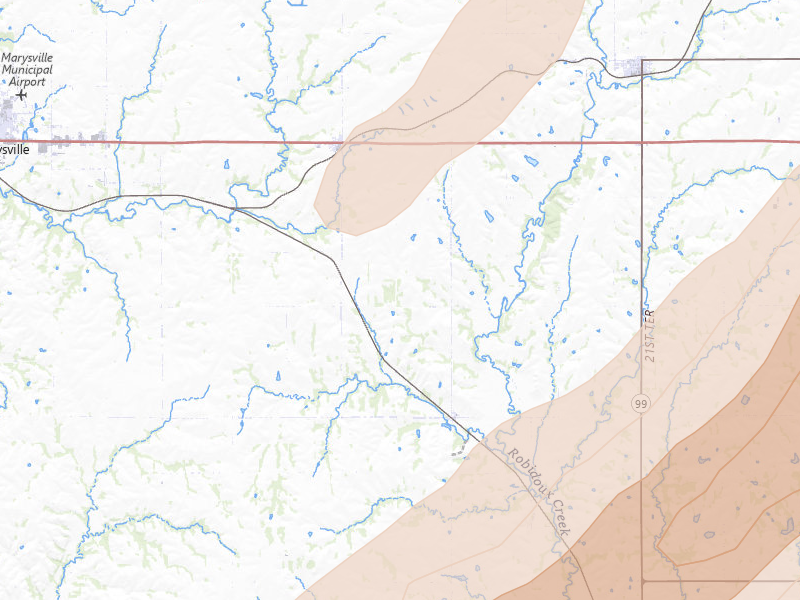 Radar-estimated hail-size map of the storm over Home, KS on Apr 23, 2026
