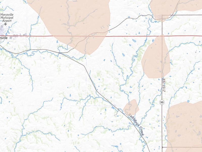 Radar-estimated hail-size map of the storm over Home, KS on May 17, 2026