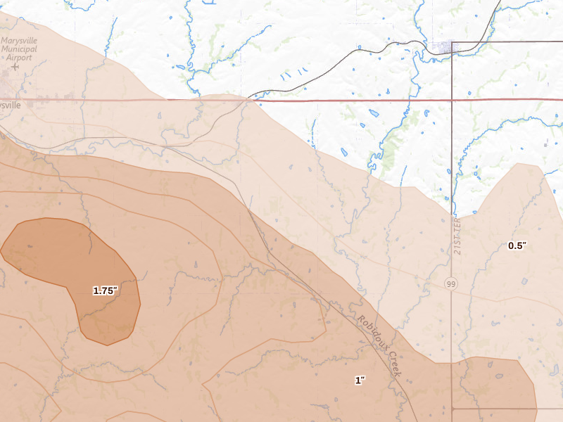 Radar-estimated hail-size map of the storm over Home, KS