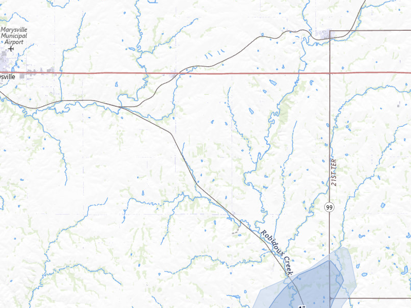 NEXRAD radar-signature map of the hail storm over Home, KS on Jul 30, 2026