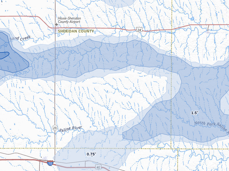NEXRAD radar-signature map of the hail storm over Hoxie, KS on May 16, 2026