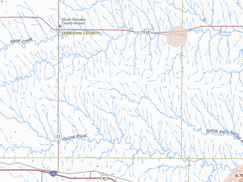 Radar-estimated hail-size map of the storm over Hoxie, KS on Jul 3, 2026
