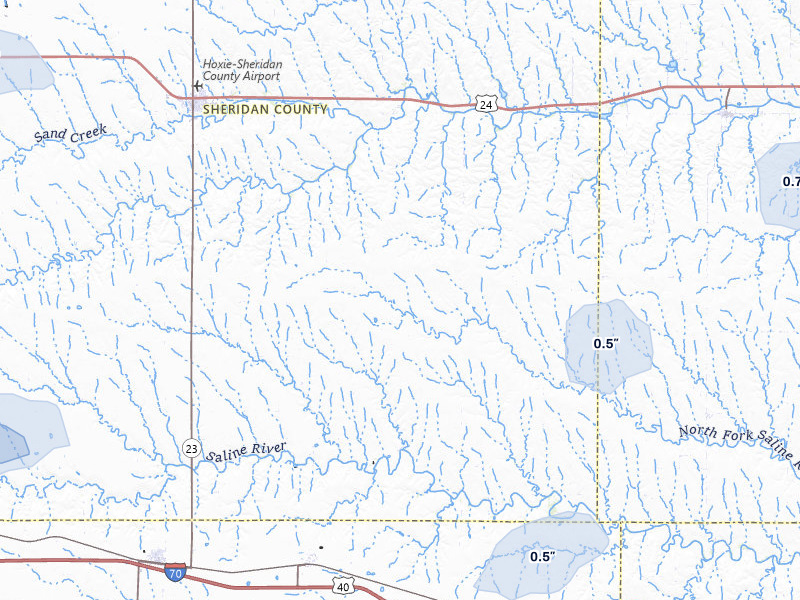 NEXRAD radar-signature map of the hail storm over Hoxie, KS on Jul 9, 2026