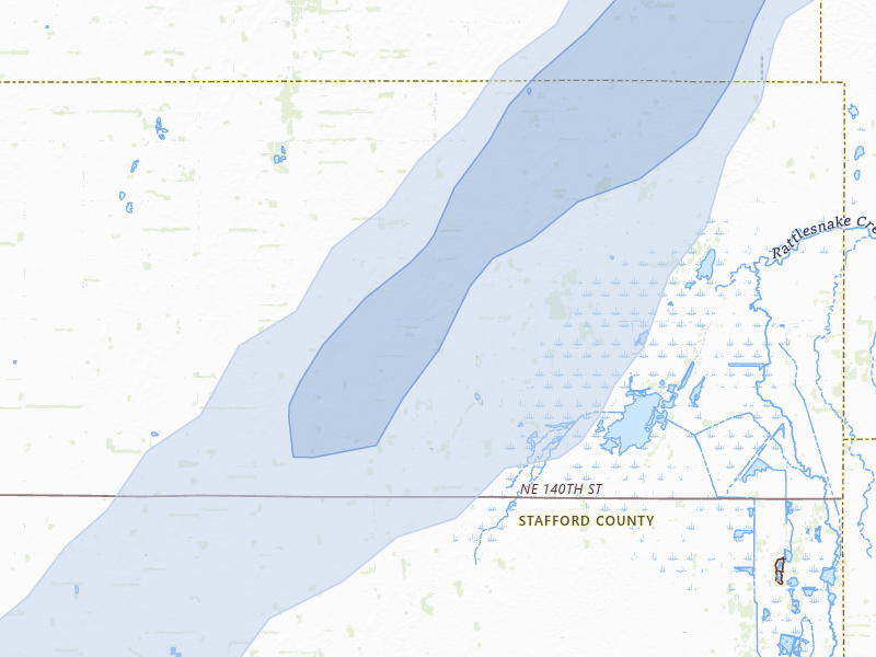 NEXRAD radar-signature map of the hail storm over Hudson, KS on Apr 26, 2026