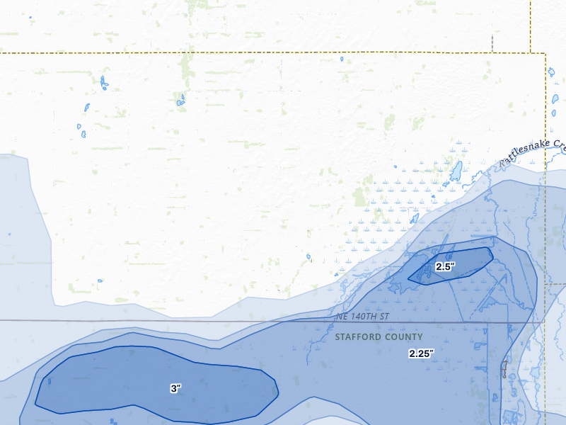 NEXRAD radar-signature map of the hail storm over Hudson, KS on May 18, 2026