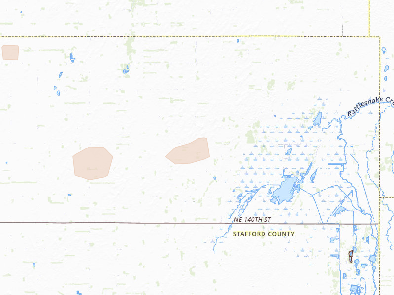 Radar-estimated hail-size map of the storm over Hudson, KS on Jun 20, 2026