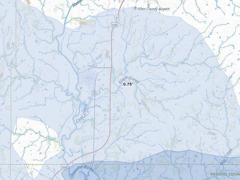 NEXRAD radar-signature map of the hail storm over Humboldt, KS on May 31, 2026