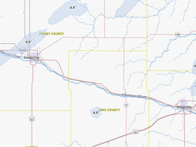 NEXRAD radar-signature map of the hail storm over Ingalls, KS on Jul 3, 2026