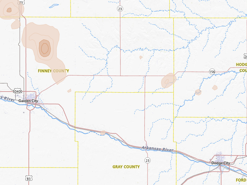 Radar-estimated hail-size map of the storm over Ingalls, KS