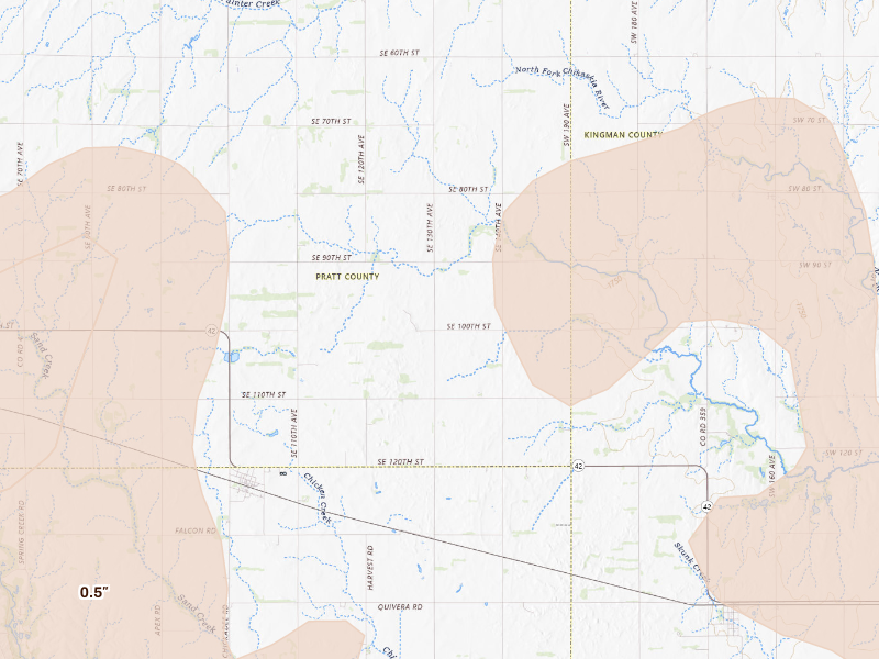 Radar-estimated hail-size map of the storm over Isabel, KS
