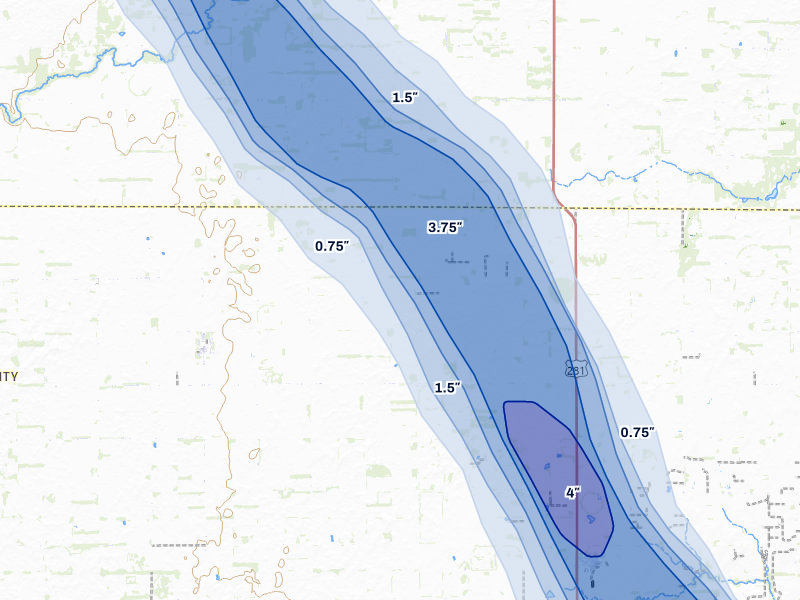 NEXRAD radar-signature map of the hail storm over Iuka, KS on Apr 25, 2026