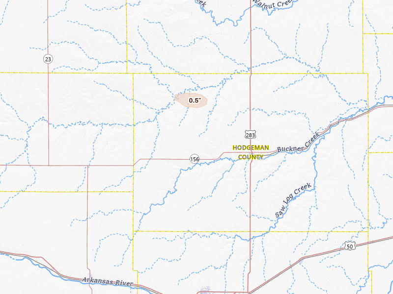 Radar-estimated hail-size map of the storm over Jetmore, KS on Apr 8, 2026